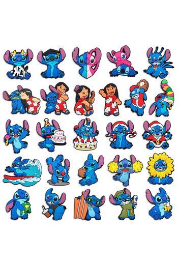 Choice 26pcs MINISO 26PCS Blue Little Mouse Series hoe Charms Set For Clogs Bag Bubble Slides Sandals