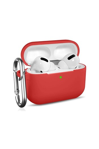 OEM Silicone Case Compatible with AirPods 4 Red with Carabiner