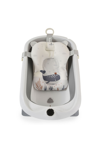 Cangaroo Foldable bathtub set with cushion, rinsing cup, bucket and thermometer Whale, 80x47 cm