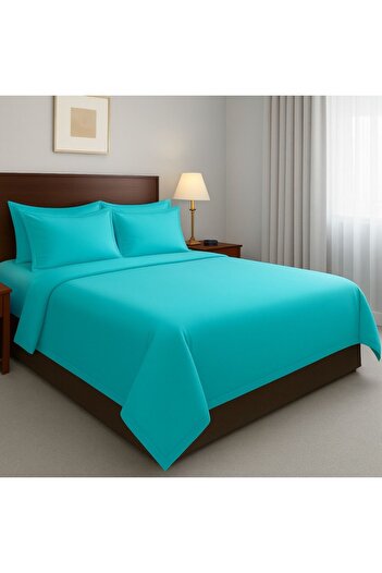 Pucioasa Double bed linen made of 100% cotton Ranforce Turquoise