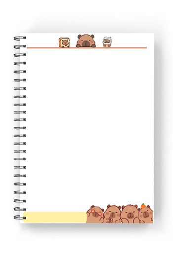 nihonwosekai Korean Style Cute Mole Capybara 2Pcs Notebook Set 50 Sheets