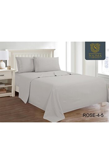 Rose 4-piece plain microfiber double bed sheet