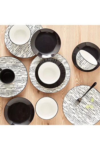 Generic Noir 12-Piece Stoneware Dinner Set - Serves 4