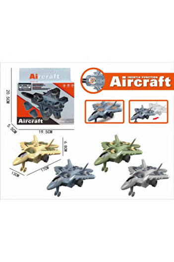 Fun Moment Friction-Powered Military Airplane Toy with Rotating Propellers green