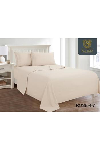 Rose 4-piece plain microfiber double bed sheet