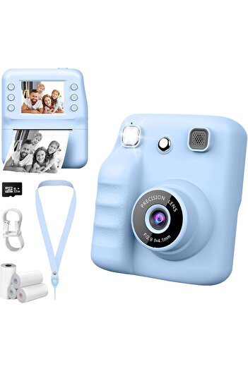 PINREK Colour Instant Printing Kids Camera, 1080P HD Instant Camera for Kids with 4 Rolls of Print P