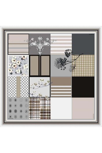 Armine Modern Twill Silk Patterned Gray Powder Silk Scarf Women's Scarf
