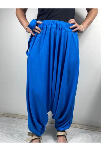 Sobe Hediyelik Saks Blue Casual Baggy Trousers – Elastic Waist, Comfortable Fit, Unisex Daily Wear