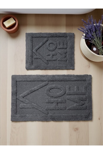 Hülya Home Myraa Cotton Bath Mat Set (60X100)(50X60Black+