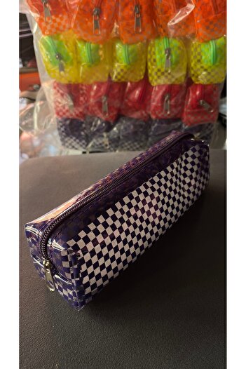 BLACK Checkered Transparent Pen Holder Pencil Case