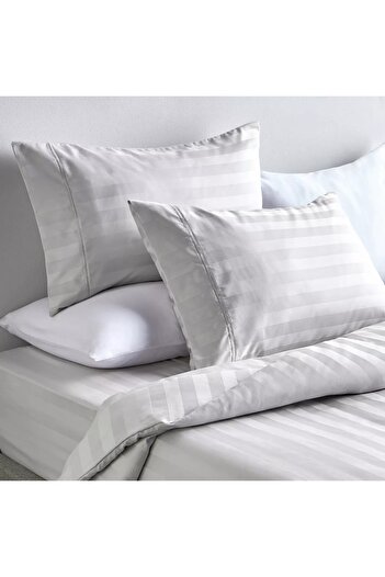 Generic Satin Stripe Pima Cotton Sateen 525 Thread Count 3-Piece Full Duvet Cover Set - 160x200 cm