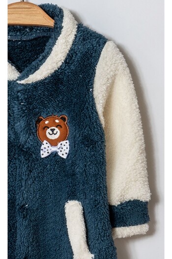 Chicsy Baby Winter Sweet Teddy Bear Pocketed Welsoft Zippered Winter Baby Jumpsuit