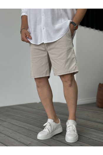 BYBASICMAN Beige Lycra Chino Shorts Df-2407