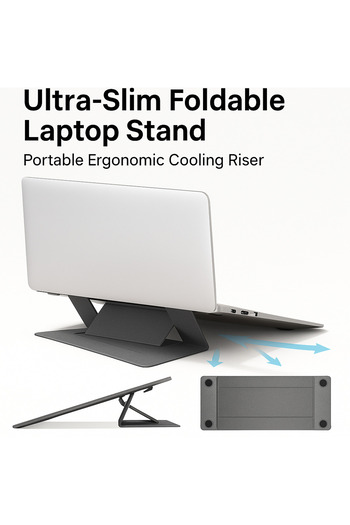 TSUMAB Ultra-Slim Foldable Laptop Stand – Portable Ergonomic Cooling Riser