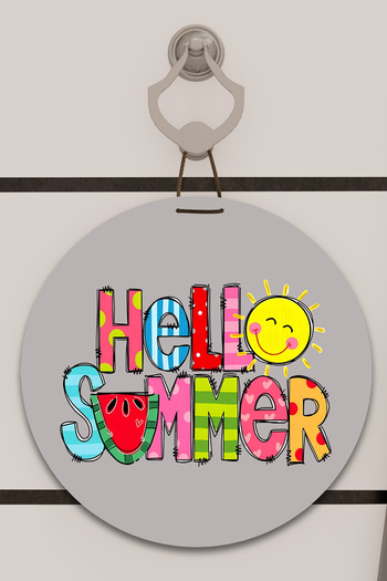 Dormot Digital Print Gray, Standard, Colorful Hello Summer Themed, Door Ornament, Wall Ornament