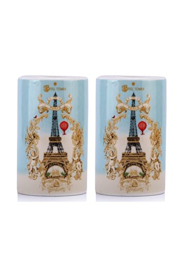 Bosphorus 2 Pieces Pen Holder Romantic Green Model Ceramic Office Supplies 7X7X11Cm