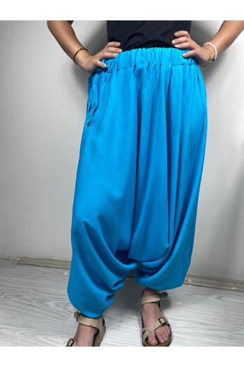 Sobe Hediyelik Blue Casual Baggy Trousers – Elastic Waist, Pockets, Comfortable Fit, Unisex Daily Wear