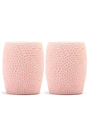 Bosphorus 2 Pieces Pen Holder Pink Honeycomb Office Supplies 8X8X10Cm 400ml