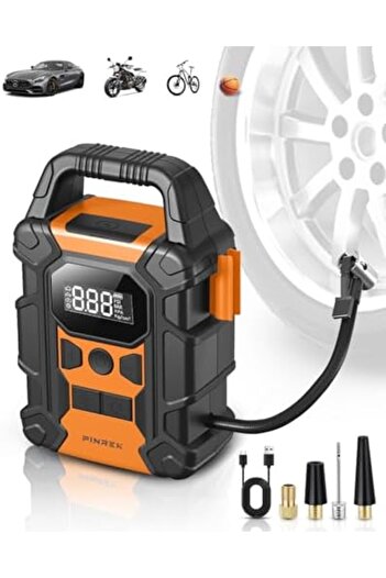 PINREK Tire Inflator Portable Air Compressor, 150 PSI Cordless Electric Car Tyre Air Pump with Digit