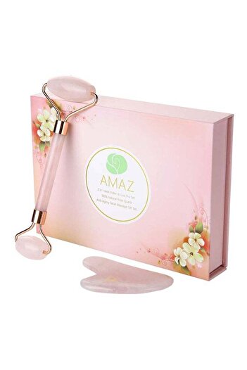 Zgts Portable Jade Facial Massage Roller Pink