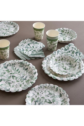 Generic Ellipse 10-Piece Wood Pulp Disposable Side Plate Set - 23 cm