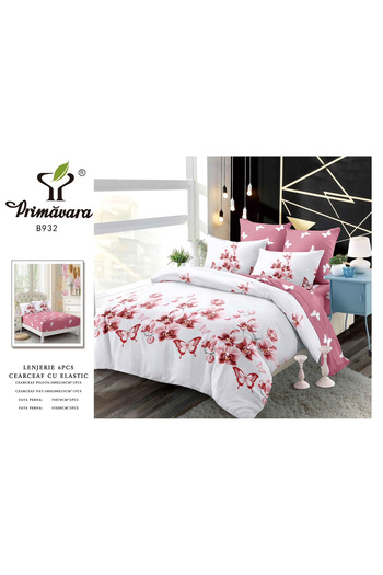 FIONNA.RO Fine Bed Linen With Elastic - Butterflies And Red Flowers