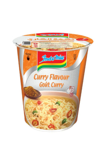 İndomie Instant Cup Noodles, Gout Curry Flavour with Seasoning Powder and Sauce -60 g x 12