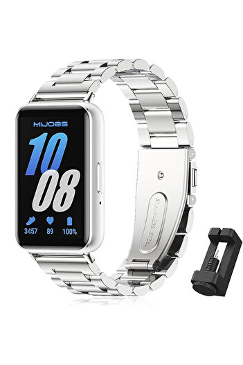 Nezih Case Samsung Galaxy Fit 3 Uyumlu 18mm Metal Baklalı Pim Tasarım Paslanmaz Çelik Kordon