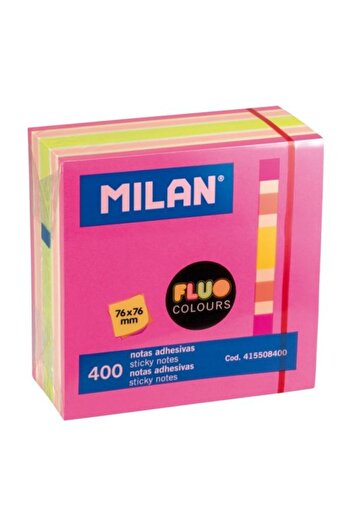 Milan Adhesive Notes, Color Yellow/Pink Neon, Material Paper, Size 76x76 mm, 400 Sheets