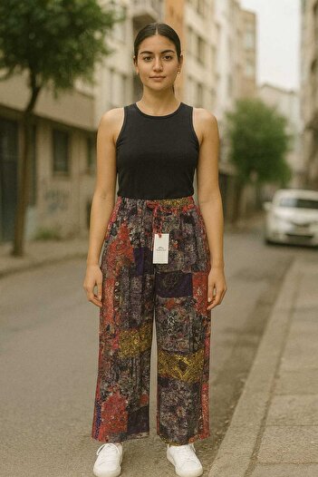 ECK MODA Women's Viscose Fabric Digital Printed Skirted Trousers