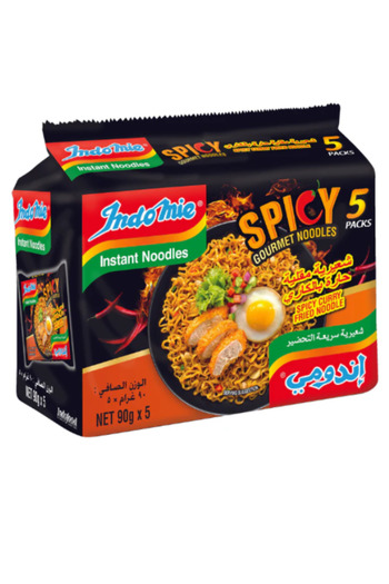 İndomie Instant Fried Noodles, Spicy Curry Flavour (90g x 5) x 6 Pack
