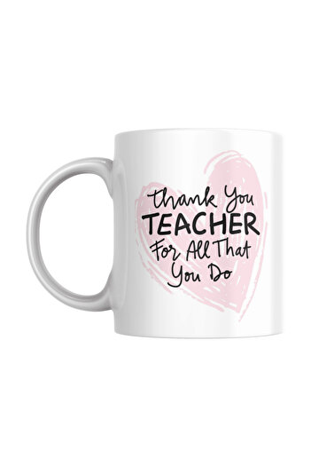 SiestaSafari Mug - Thank You Teacher Pink Heart Gift