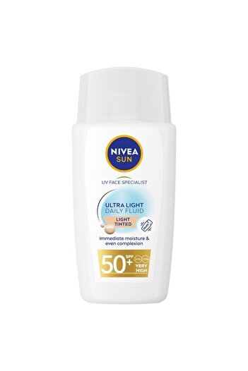 NIVEA Fluid Sun UV Face Ultra Light Daily Fluid Tinted Light, SPF 50+, 40ml