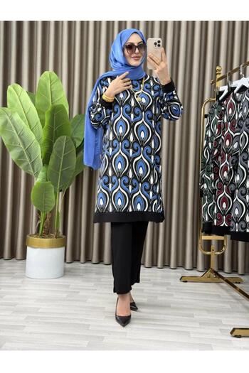 ECK MODA Women's Patterned Wrapping Fabric Top and Bottom Set