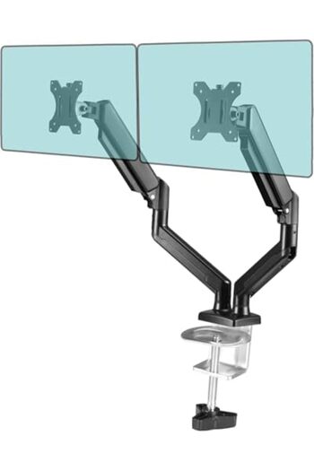 Generic New Dual Monitor Stand - Fully Adjustable Rotating Monitor Arm with C Clamp, Grommet Base for 13 to