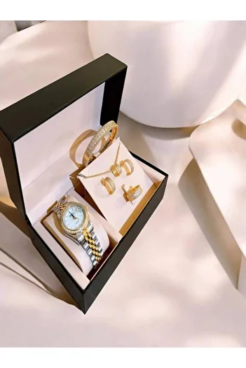 Generic Women's waterproof watch with a bracelet, a free-size ring, and a luxurious box