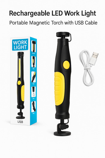 TSUMAB Rechargeable LED Work Light – Portable Magnetic Torch with USB Cable