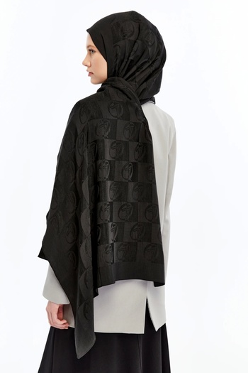 Valentino Orlandi Σάλι VALENTINO ORLANDI Alia Dama Pattern - Μαύρο