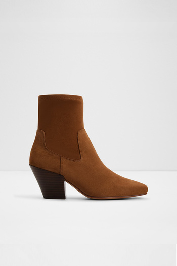 Aldo Adwaodith - Women's Brown Genuine Suede Block Heeled Zippered Western Boots