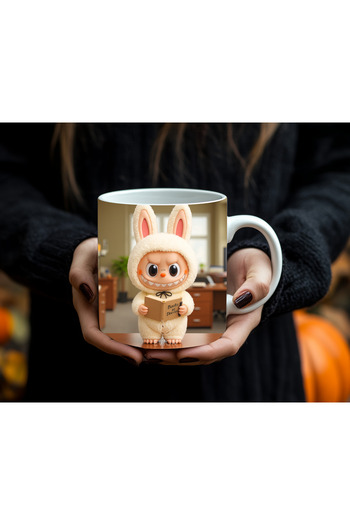 Evion Design Labubu Printed 3D Design Porcelain Mug / Labubu