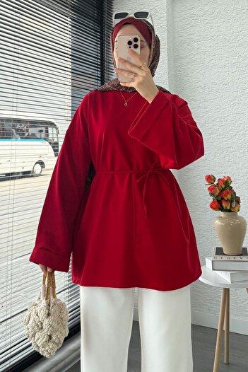 MELEK ARAZ Basic Summer Tunic with Layered Sleeves – Red