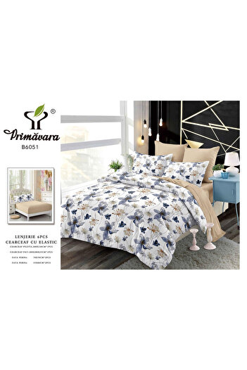 FIONNA.RO Finet Bed Linen With Elastic - Painted Blue Flowers