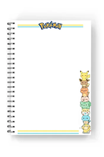 nihonwosekai 2 bucăți caiet cu spirală Pokemon Anime dimensiune A5, 50 coli, Pikachu