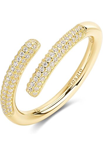 Rosato Bianca Gold Ring with White Cubic Zirconia for Women