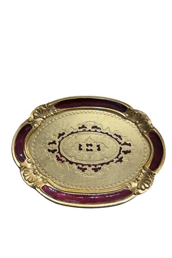 veraev Italian Rosewood Tray Single for 1-2 People L&M Florance Art Stamped Handmade Gold Foil