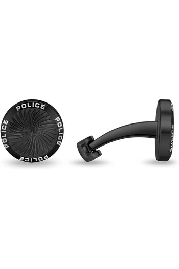 Police Gyre Stainless Steel Gents Cufflinks with Logo - 18mm