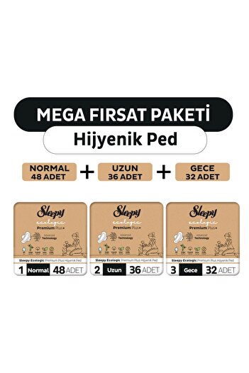 Sleepy Ecologic Premium Plus Hijyenik Ped Mega Fırsat Paketi 116 Adet