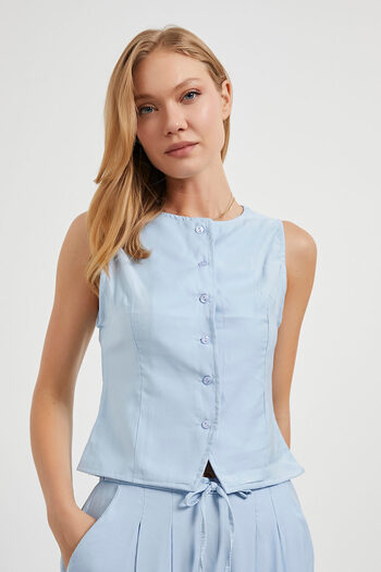 Arma Life Armalife 9994 Buttoned Pencil Bis Collar Women's Vest
