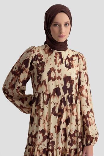 Armine Trend Floral Patterned Dress-Brown 25Yt910