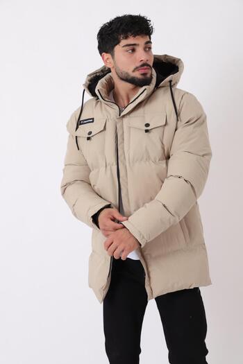 Stilkombin Long Puffer Coat with Chest Pockets and Fur Lining Pldp 2957_50456
